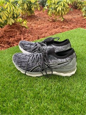 Asics Gray and Black Knit Women's Running Shoes